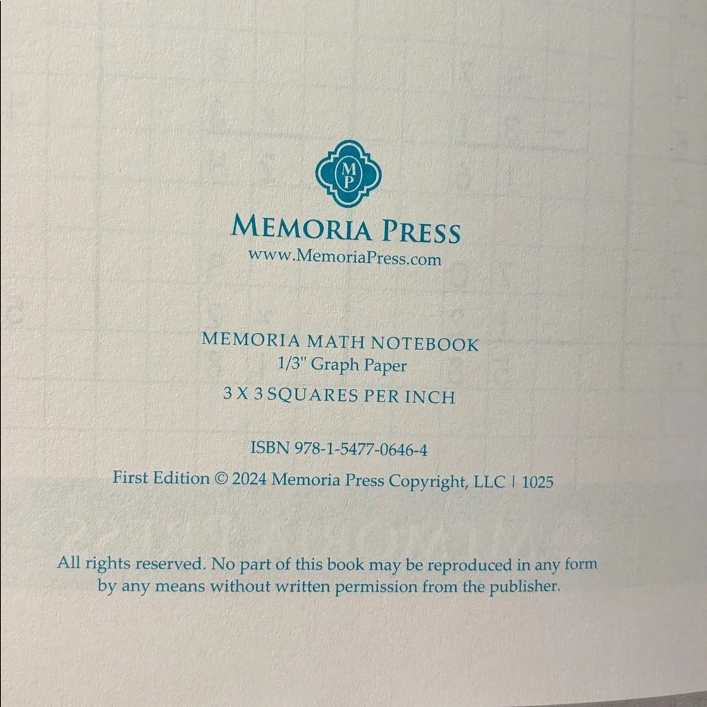 Memoria Math Notebook Graph Paper - Picture 2 of 2